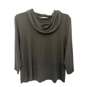 Peter Nygard Blouse Womens XL Black Cowl Neck 3/4 Sleeve Pullover Top Date Night